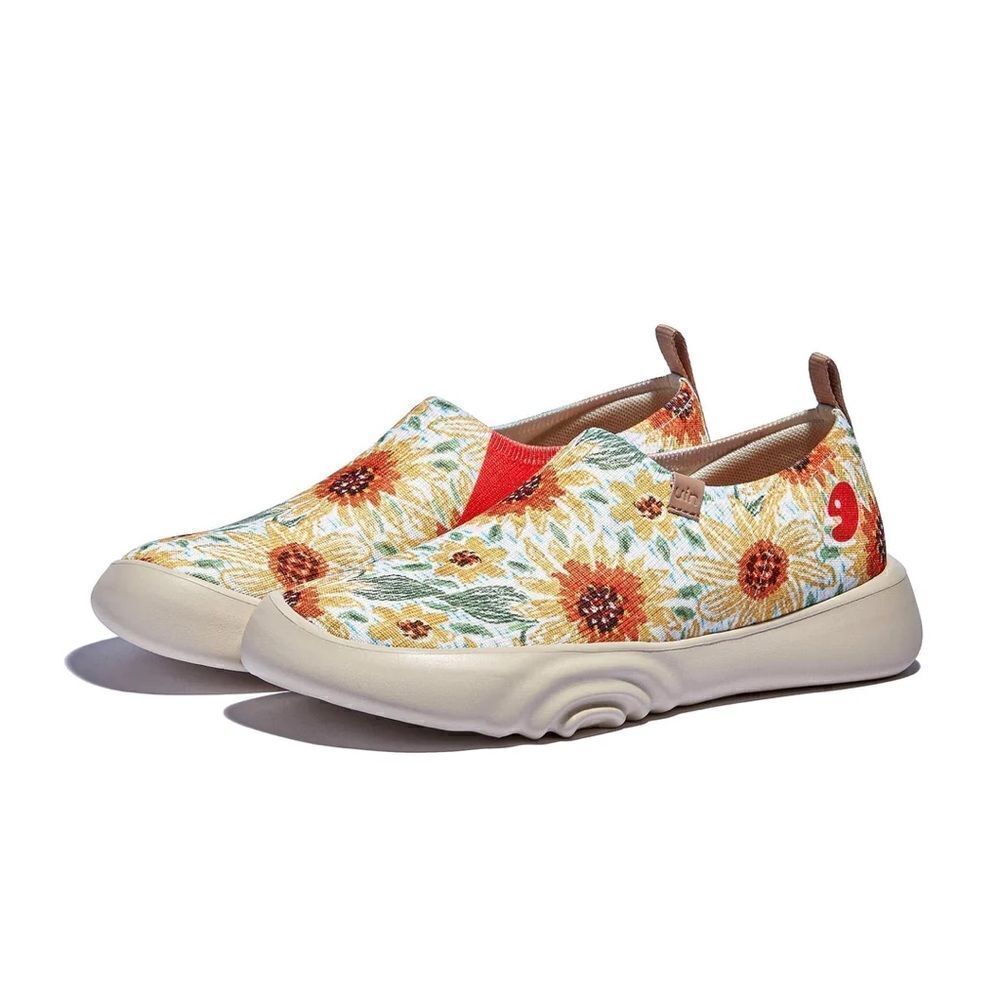 UIN Women's Walking Shoes Slip On Casual Loafer (Sunflower Fields Toledo XV)